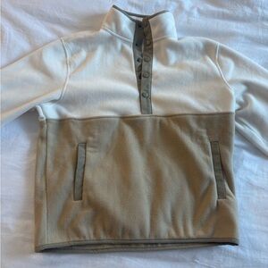Simons Zip Up Sweater in Cream and Tan